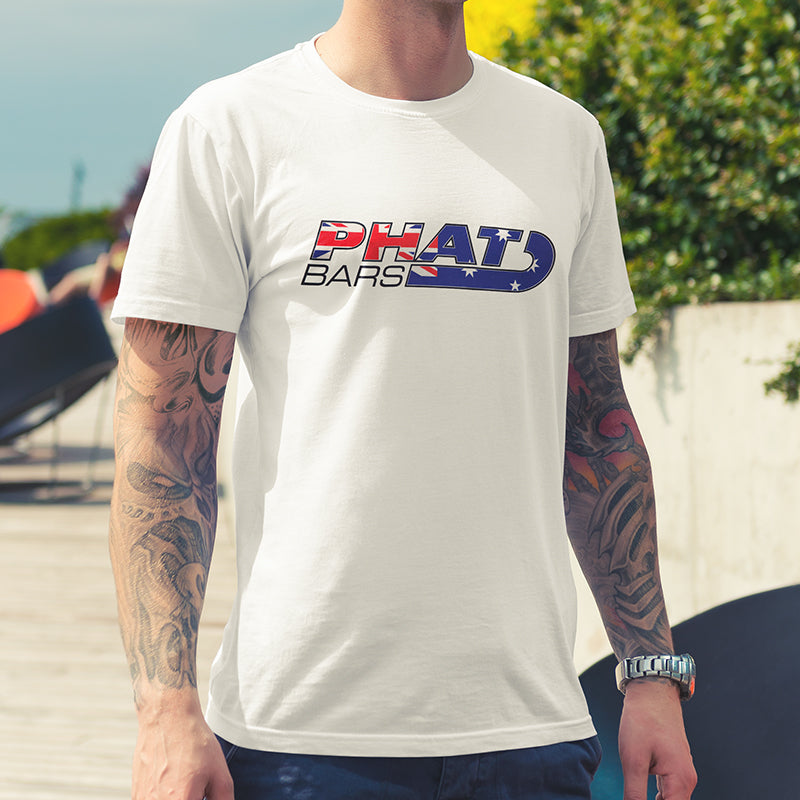 Phat Bars Flag Logo Tee - WHITE MOCKUP